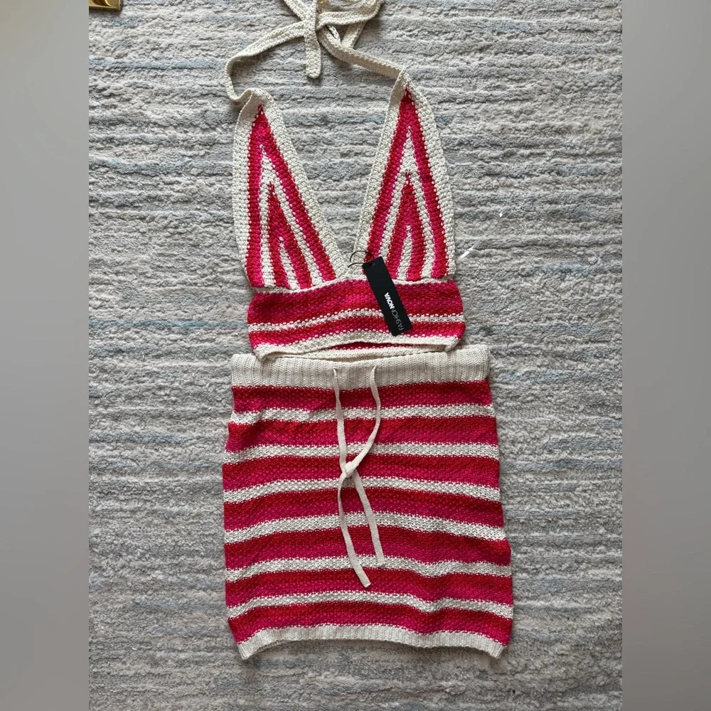 NWT - Striped Knit Two-Piece Set - Fashion Nova - Picture 2 of 7